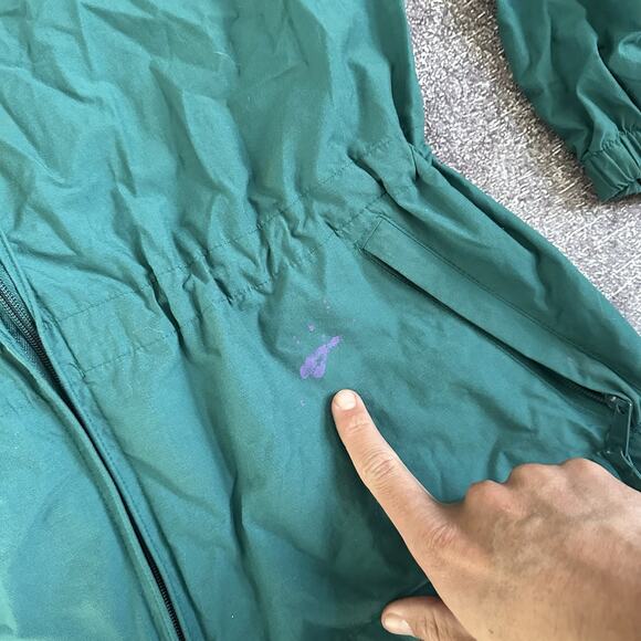 Women's Vintage 80's LL Bean Cursive Logo Teal Hooded Windbreaker Jacket Sz M - Picture 2 of 5